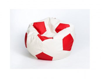 Кресло-мешок Мяч большой Экокожа бело-красное в Губкинском - gubkinskiy.mebel-74.com | фото