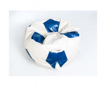 Кресло-мешок Мяч большой Экокожа бело-синее в Губкинском - gubkinskiy.mebel-74.com | фото