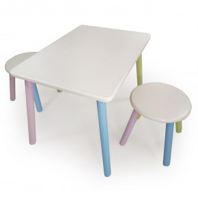 Детский комплект стол и два табурета круглых  (Белый, Белый, Цветной) в Губкинском - gubkinskiy.mebel-74.com | фото