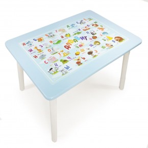 Детский стол с накладкой Алфавит  (Голубой/Белый) в Губкинском - gubkinskiy.mebel-74.com | фото