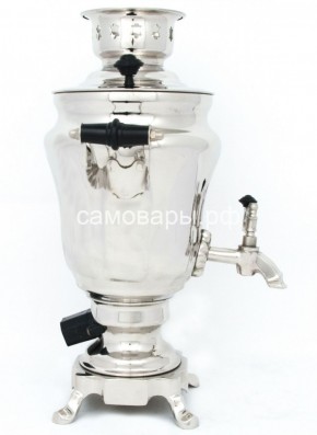 Электрический самовар из латуни никелированный на 1,5 литра форма "Тюльпан" с защитой от выкипания в Губкинском - gubkinskiy.mebel-74.com | фото