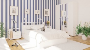 Камелия спальня № 1 Кровать 1400 + Две тумбы + Шкаф 4-х створчатый, цвет белый, сп.м. 1400х2000 мм., б/м, основание есть в Губкинском - gubkinskiy.mebel-74.com | фото