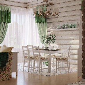 Комлект Вествик обеденный стол и четыре стула, массив сосны, цвет белый в Губкинском - gubkinskiy.mebel-74.com | фото