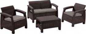 Комплект мебели Корфу сет (Corfu set) коричневый - серо-бежевый * в Губкинском - gubkinskiy.mebel-74.com | фото