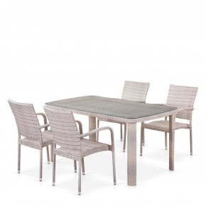 Комплект плетеной мебели T256C/Y376C-W85 Latte (4+1) + подушки на стульях в Губкинском - gubkinskiy.mebel-74.com | фото