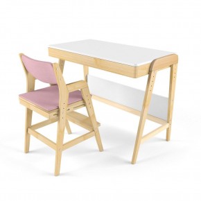 Комплект растущий стол и стул с чехлом 38 попугаев «Вуди» (Белый, Береза, Розовый) в Губкинском - gubkinskiy.mebel-74.com | фото