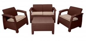 Комплект уличной мебели Yalta Premium Terrace Set (Ялта) шоколадый (+подушки под спину) в Губкинском - gubkinskiy.mebel-74.com | фото