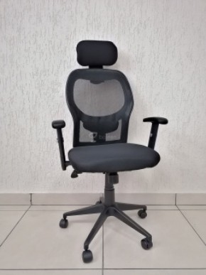 Кресло Barneo K-128 для персонала (черная ткань черная сетка) в Губкинском - gubkinskiy.mebel-74.com | фото