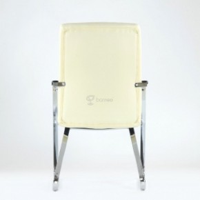 Кресло Barneo K-25 для посетителей и переговорных (хром, бежевая экокожа) в Губкинском - gubkinskiy.mebel-74.com | фото