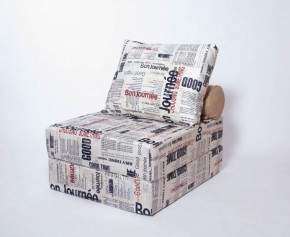 Кресло-кровать-пуф бескаркасное Прайм (Газета) в Губкинском - gubkinskiy.mebel-74.com | фото
