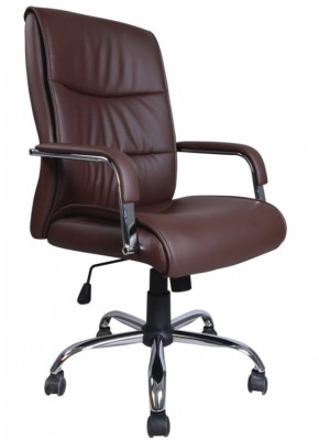 Кресло офисное BRABIX "Space EX-508" (экокожа, хром, коричневое) 531164 в Губкинском - gubkinskiy.mebel-74.com | фото