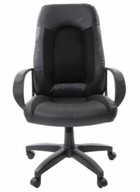 Кресло офисное BRABIX "Strike EX-525" (экокожа черная, ткань черная) 531381 в Губкинском - gubkinskiy.mebel-74.com | фото