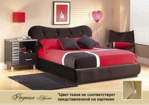 Кровать 1400 Феодосия со стразами в к/з "Классик 307 коричневый" серия Норма (+основание на опорах) в Губкинском - gubkinskiy.mebel-74.com | фото