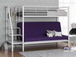 Кровать двухъярусная с диваном "Мадлен-3" (Белый/Фиолетовы) в Губкинском - gubkinskiy.mebel-74.com | фото
