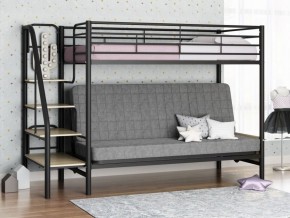 Кровать двухъярусная с диваном "Мадлен-3" (Черный/Серый) в Губкинском - gubkinskiy.mebel-74.com | фото