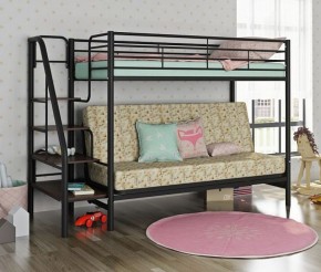 Кровать двухъярусная с диваном "Мадлен-3" (Черный/Серый) в Губкинском - gubkinskiy.mebel-74.com | фото