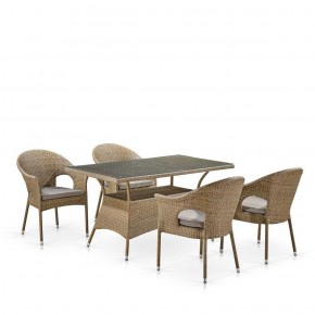 Обеденный комплект плетеной мебели T198B/Y79B-W56 Light Brown (4+1) в Губкинском - gubkinskiy.mebel-74.com | фото