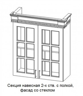 Секция навесная 2-х ств. с полкой "Верона", фасад со стеклом (800) в Губкинском - gubkinskiy.mebel-74.com | фото