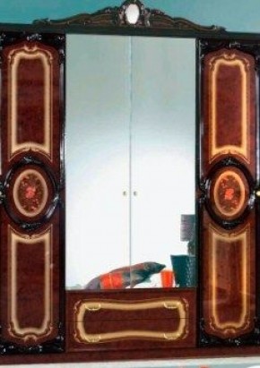 Шкаф 4-х дверный с зеркалами (01.144) Роза (могано) в Губкинском - gubkinskiy.mebel-74.com | фото