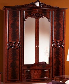Шкаф 4-х дверный с зеркалами (03.144) Ольга (могано) в Губкинском - gubkinskiy.mebel-74.com | фото