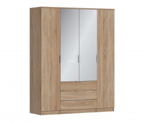Шкаф 4х дверный с зеркалами Николь СБ-2595/1 (Дуб Сонома) в Губкинском - gubkinskiy.mebel-74.com | фото