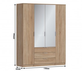 Шкаф 4х дверный с зеркалами Николь СБ-2595/1 (Дуб Сонома) в Губкинском - gubkinskiy.mebel-74.com | фото