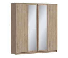 Шкаф 4х дверный с зеркалами Веста СБ-3082 (Дуб Сонома) в Губкинском - gubkinskiy.mebel-74.com | фото