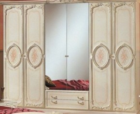 Шкаф 6-и дверный с зеркалами (01.146) Роза (беж) в Губкинском - gubkinskiy.mebel-74.com | фото