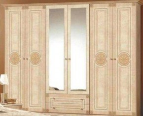 Шкаф 6-и дверный с зеркалами (02.146) Рома (беж) в Губкинском - gubkinskiy.mebel-74.com | фото