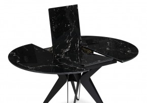 Стол стеклянный Рикла 110(150)х110х76 черный мрамор / черный в Губкинском - gubkinskiy.mebel-74.com | фото